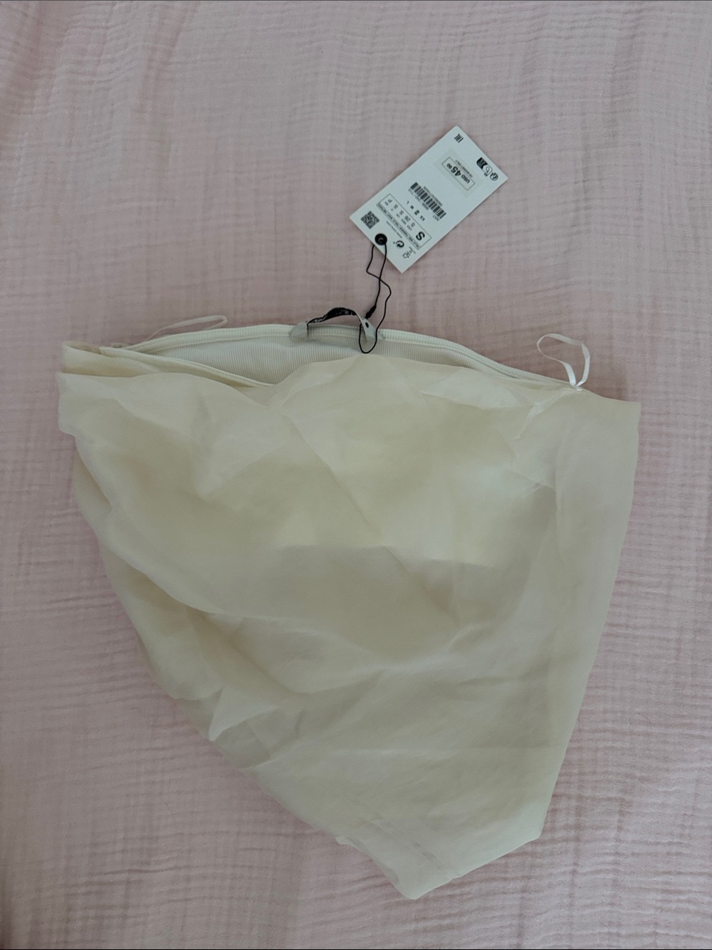 ZARA Women’s Cream Strapless top Elegant Layered Design